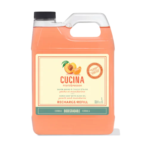 Recharge de Savon Mains 1L Cucina Pêche et Mandarine