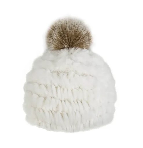 Tuque en Fourrure avec Pompon Mitchie