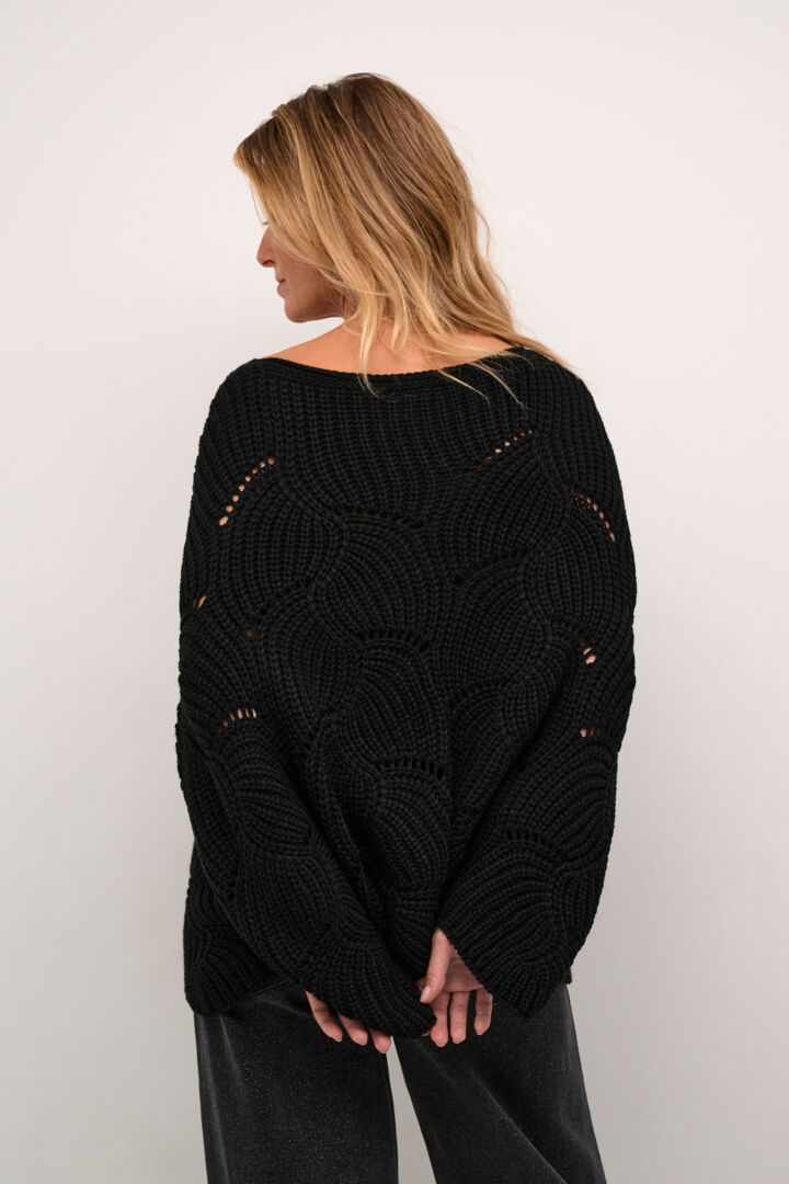 Poncho en tricot Cream 10613064 Noir One size