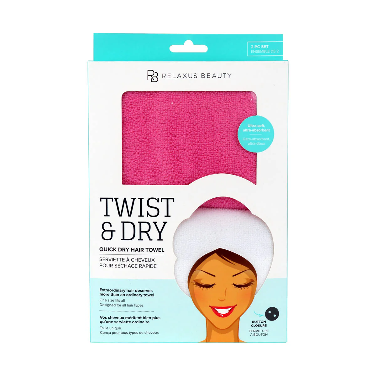 Serviettes pour Cheveux Twist & Dry (paquet de 2) Relaxus Beauty