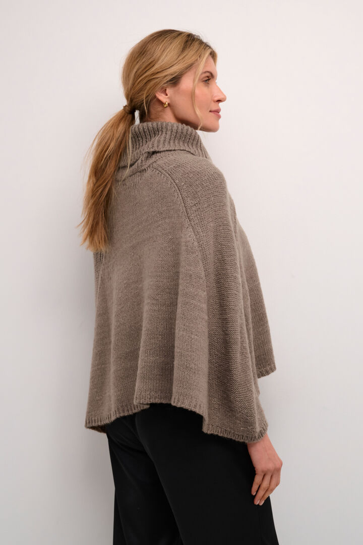 Poncho en tricot Cream 10613063 Taupe One size