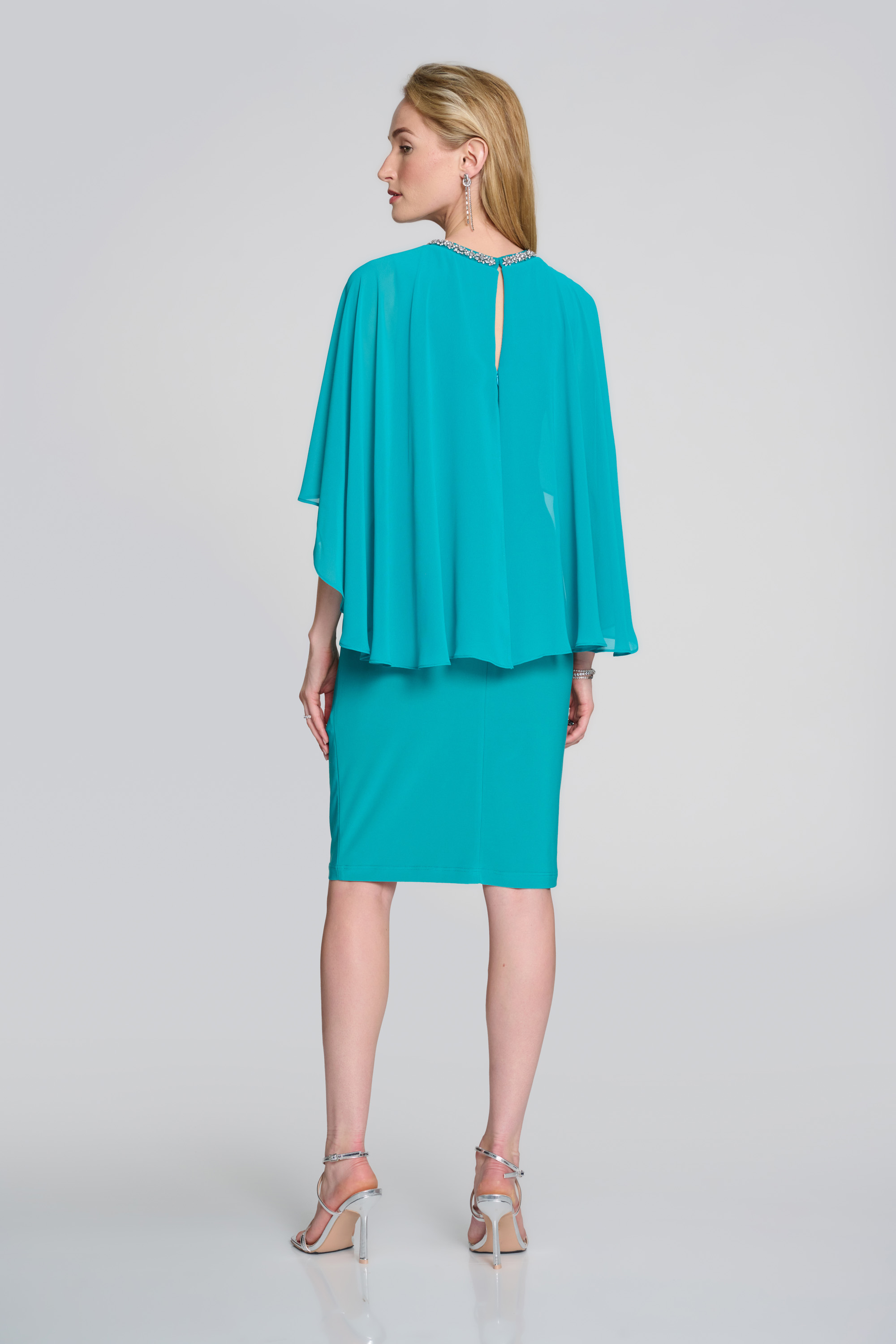 Robe avec Cape en Mousseline Joseph Ribkoff 242731 Bleu Ocean