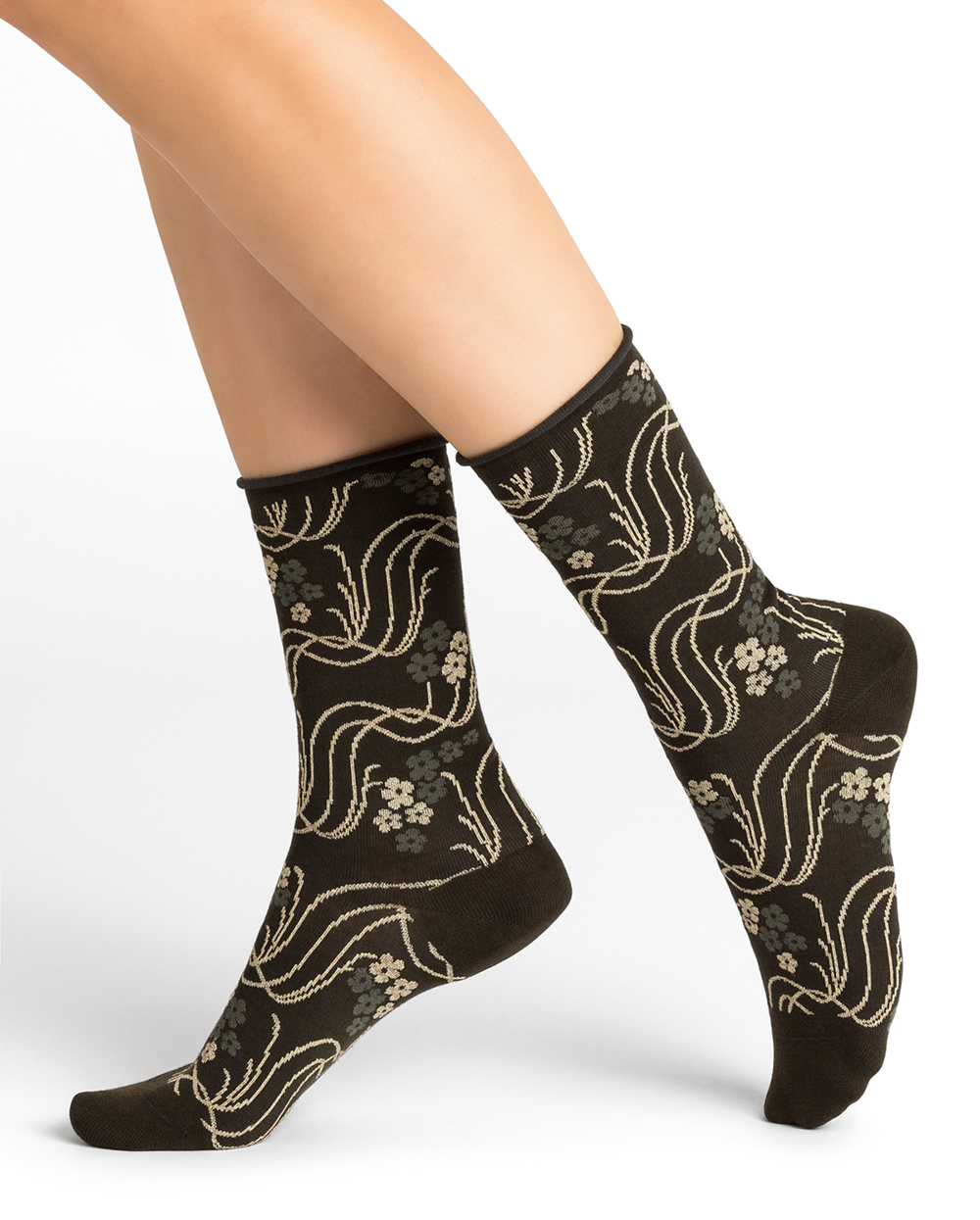 Chaussettes à Motif Fleurs Sauvages Bleu Forêt 6437 