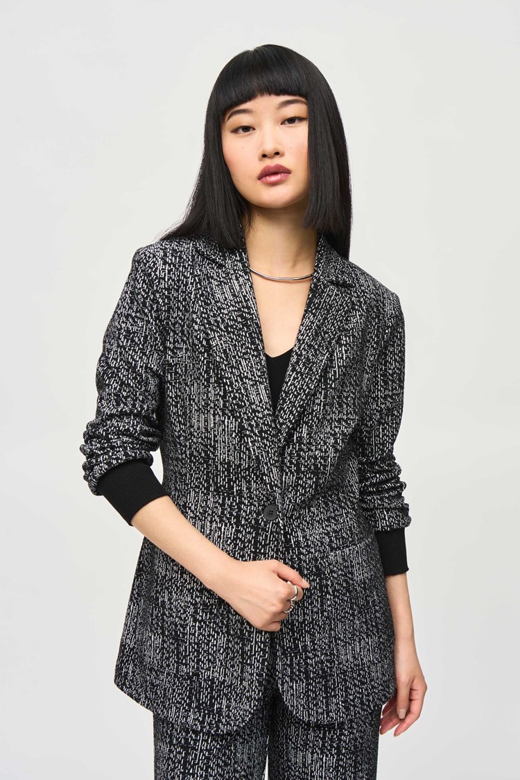 Blazer en mailles tweed Joseph Ribkoff 243053 Noir/Blanc cassé