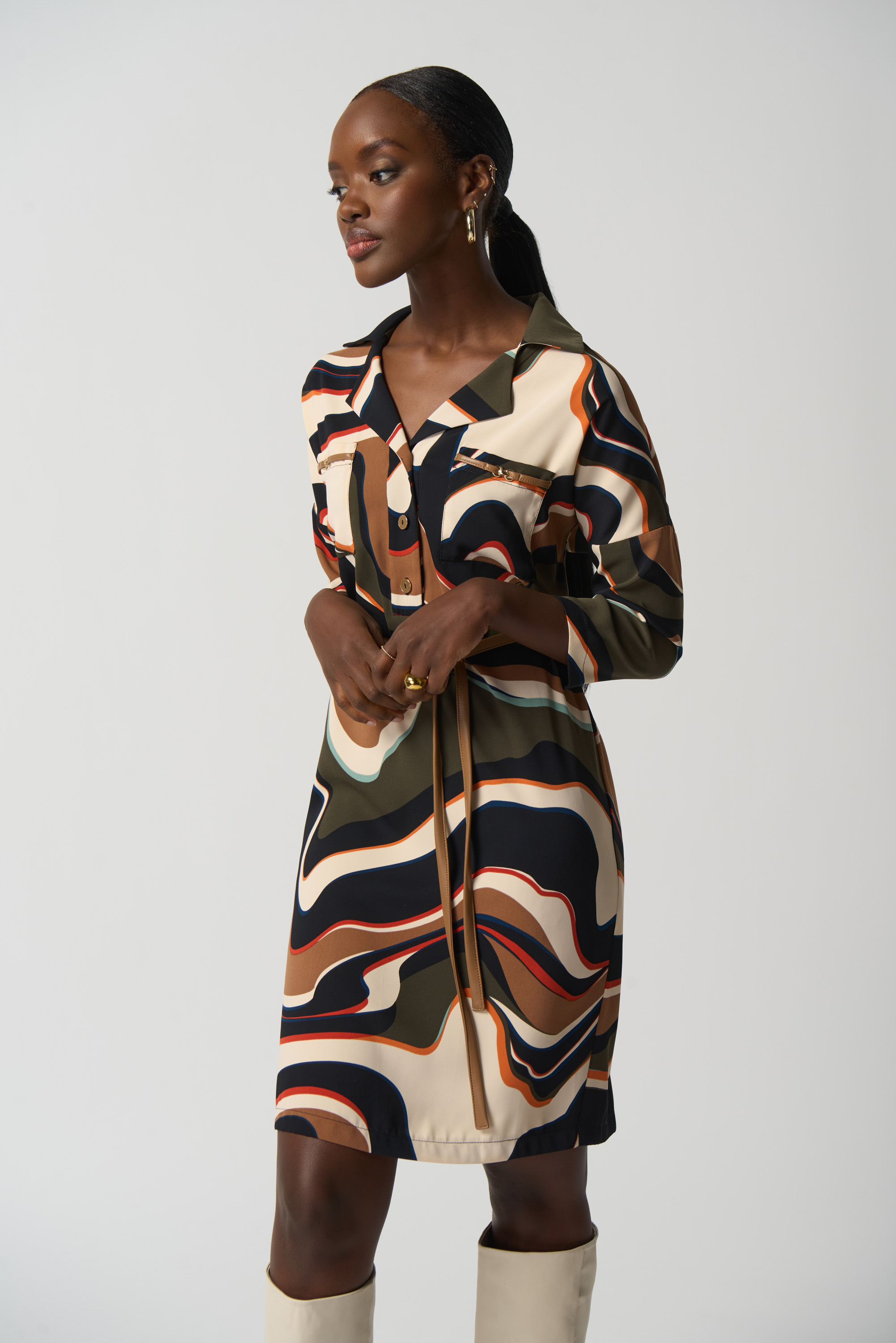 Robe Ceinturée Imprimé Abstrait Joseph Ribkoff 233224 