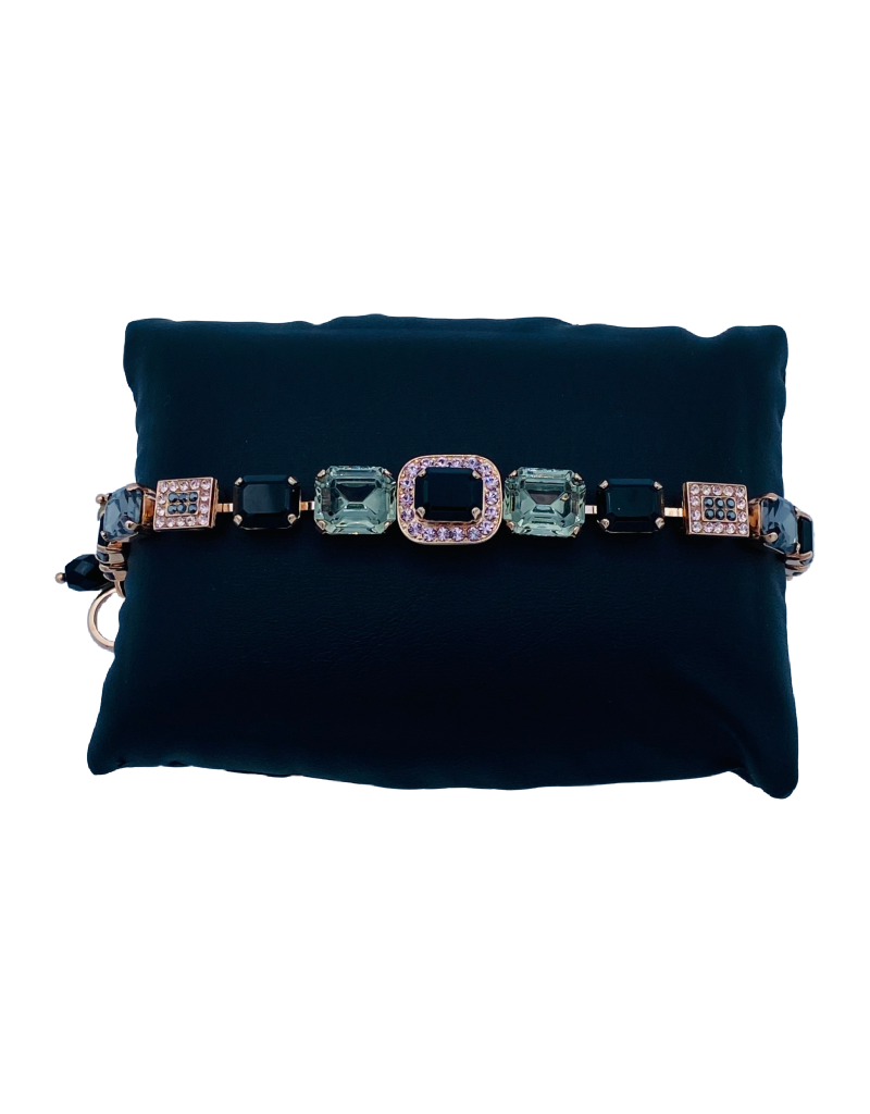 Bracelet Mariana B-4040/7 pierres Noir/Kaki/Rose Gold 1073 RG