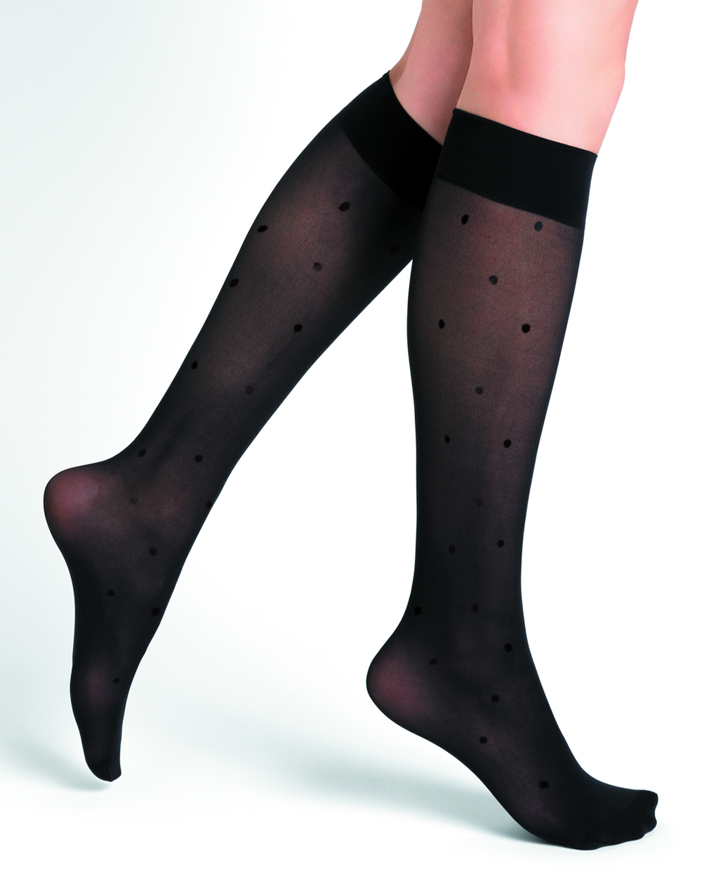 Chaussettes Mi-bas Polka Dots Velouté 30D Bleu Forêt 5106 