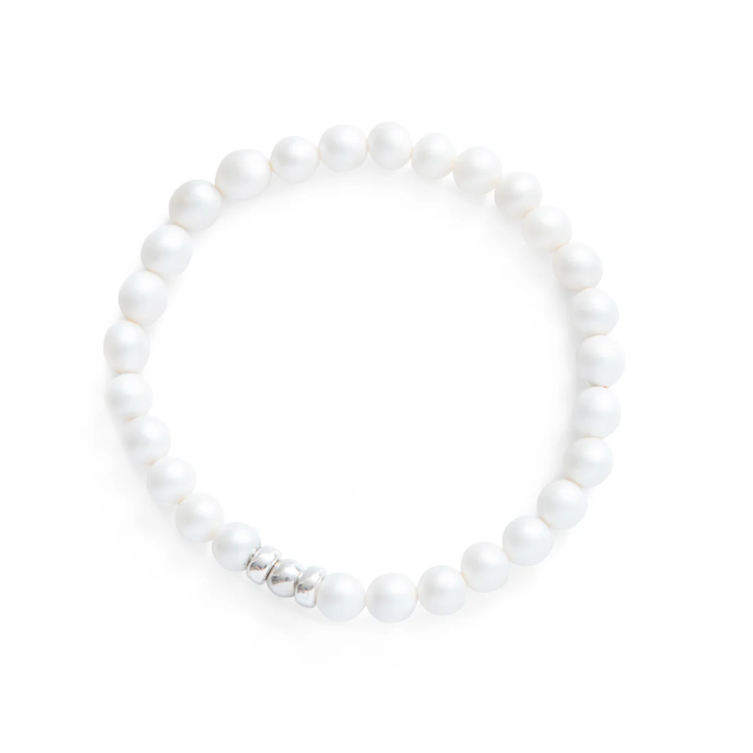 Bracelet Be Classic en perles de nacre 6mm silver beblue