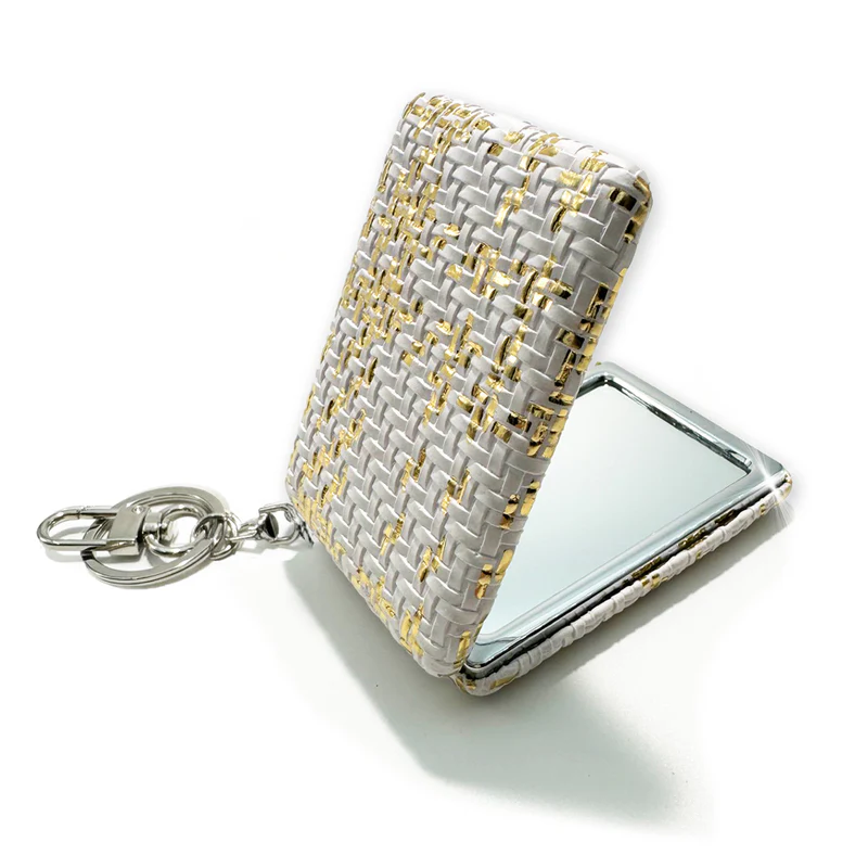 Compact Mirror Keyfob Jacqueline Kent Blanc/Gold