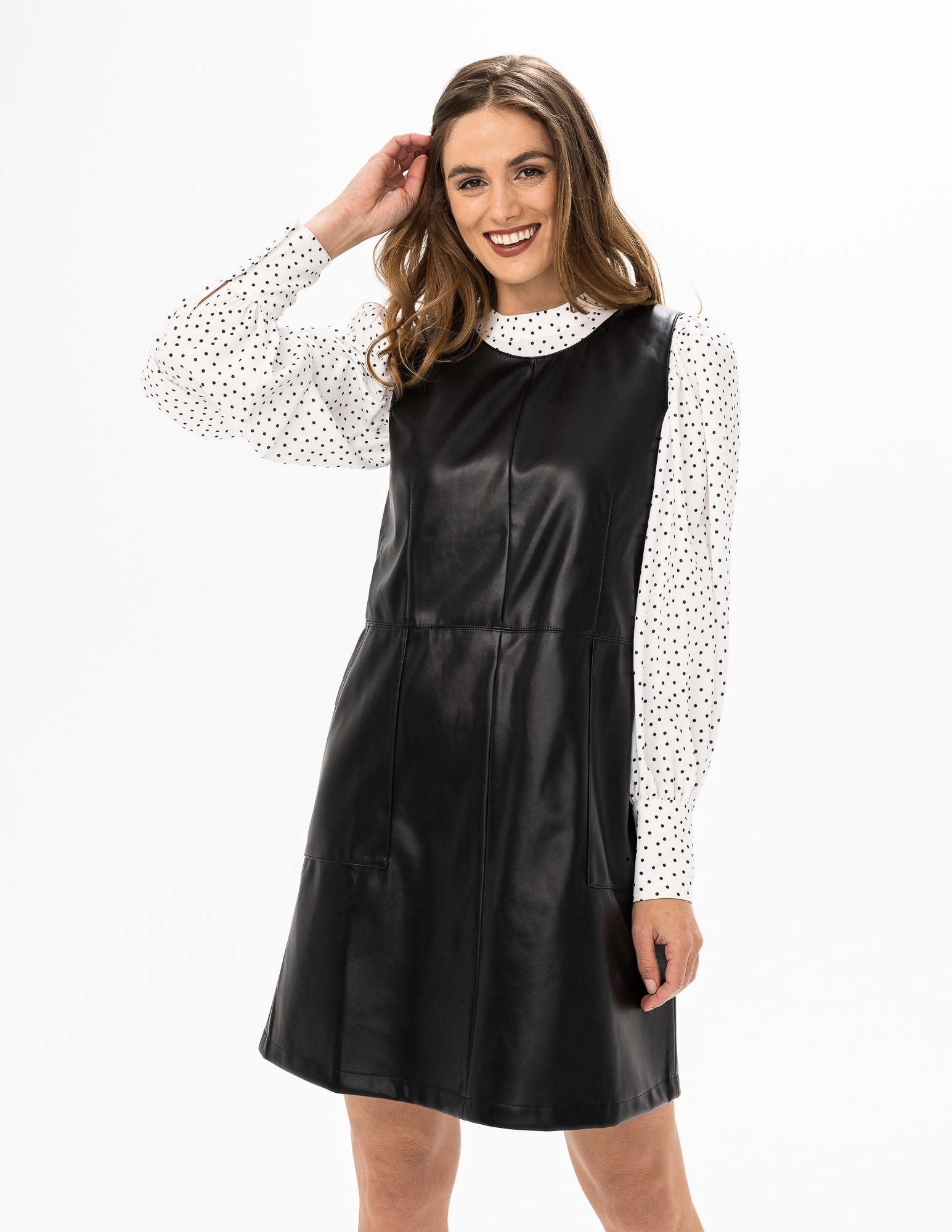 Robe Trapèze en Similicuir Renuar R4317 