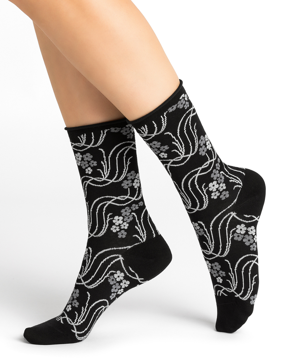 Chaussettes à Motif Fleurs Sauvages Bleu Forêt 6437 