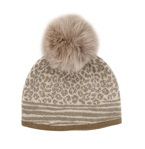 Tuque Motif Leopard Pompon Renard Mitchie