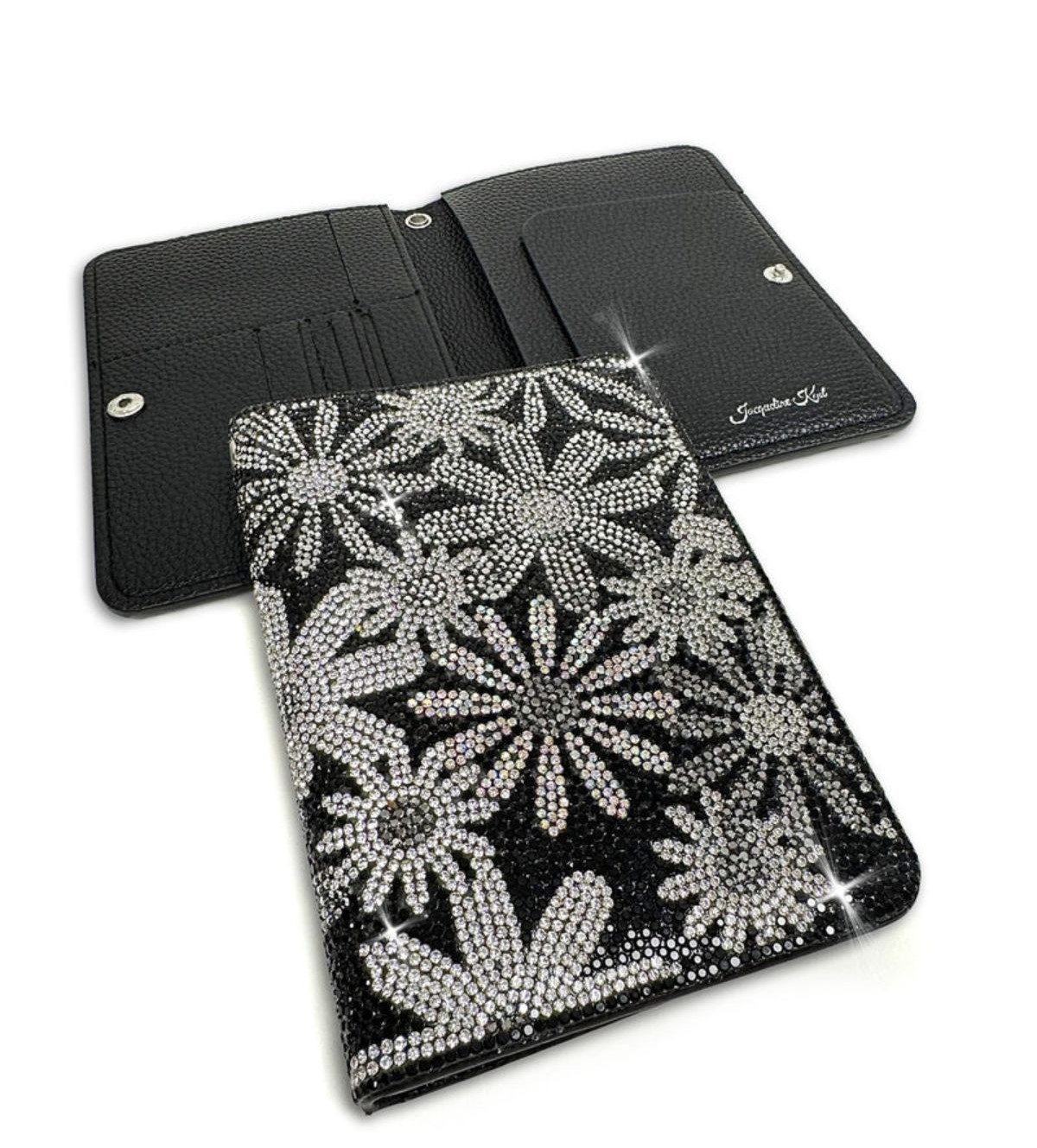 Flower Power Passport Holder Black